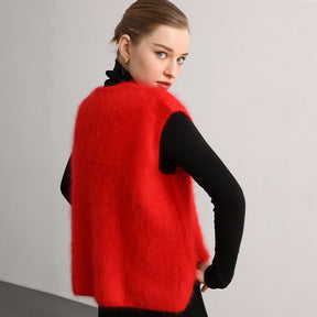 100% cashmere round neck vest