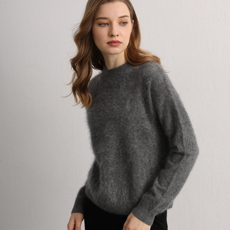 100% cashmere round neck pullover sweater