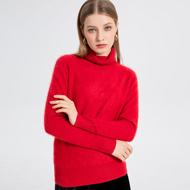 100% brushed cashmere high neck sweater