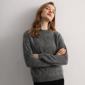 100% cashmere round neck pullover sweater