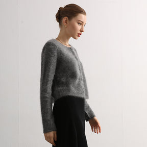 100% brushed cashmere short cardigan