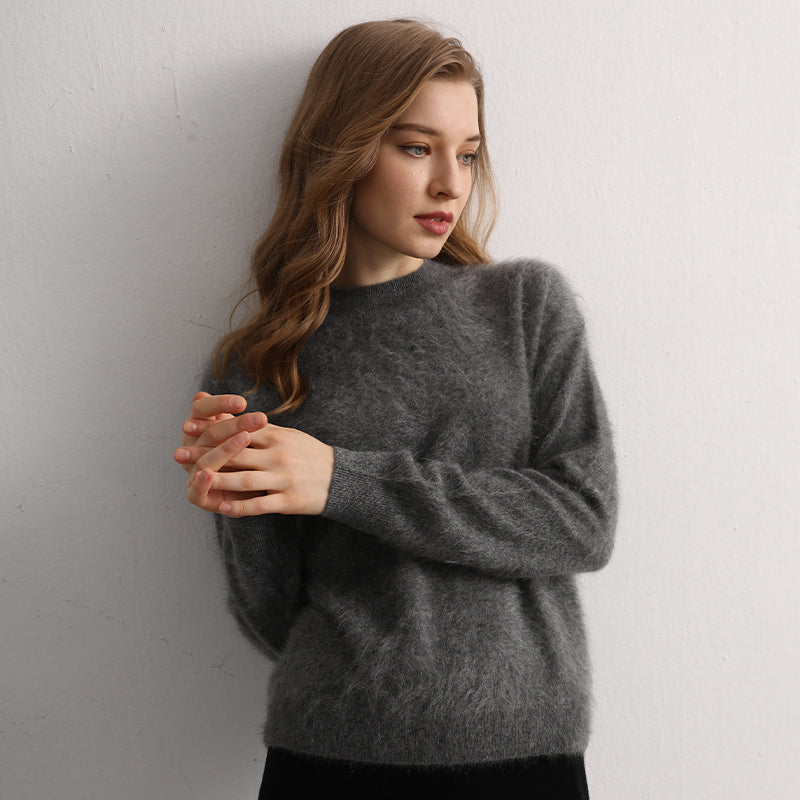 100% cashmere round neck pullover sweater