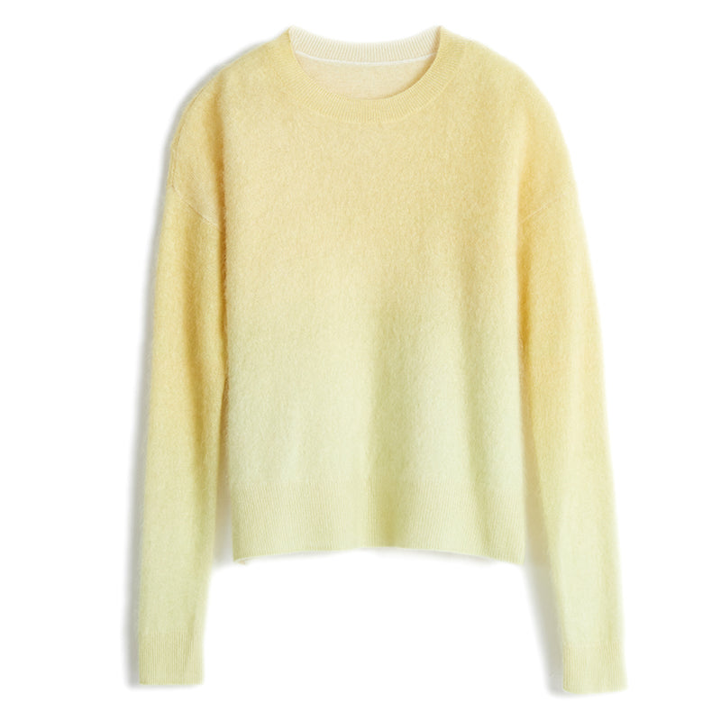 100% cashmere sweater brushed round neck pullover