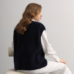 100% cashmere round neck vest