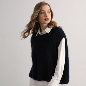 100% cashmere round neck vest