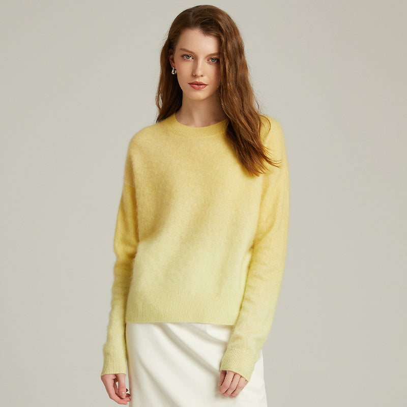 100% cashmere sweater brushed round neck pullover