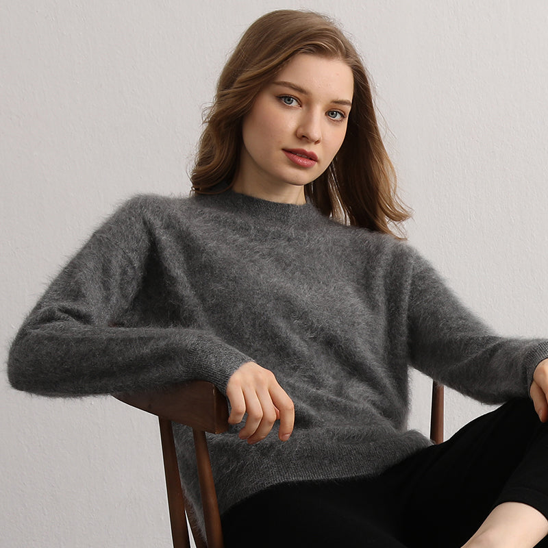 100% cashmere round neck pullover sweater