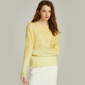 100% cashmere sweater brushed round neck pullover