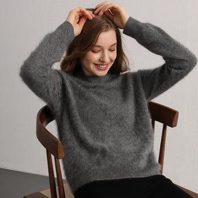 100% cashmere round neck pullover sweater