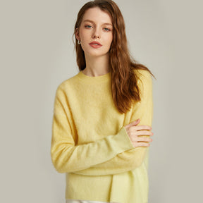 100% cashmere sweater brushed round neck pullover