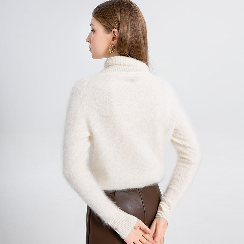 100% brushed cashmere high neck sweater