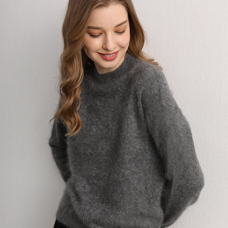 100% cashmere round neck pullover sweater