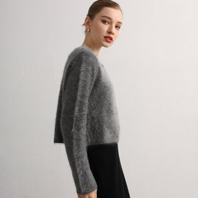 100% brushed cashmere short cardigan