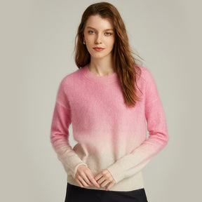 100% cashmere sweater brushed round neck pullover