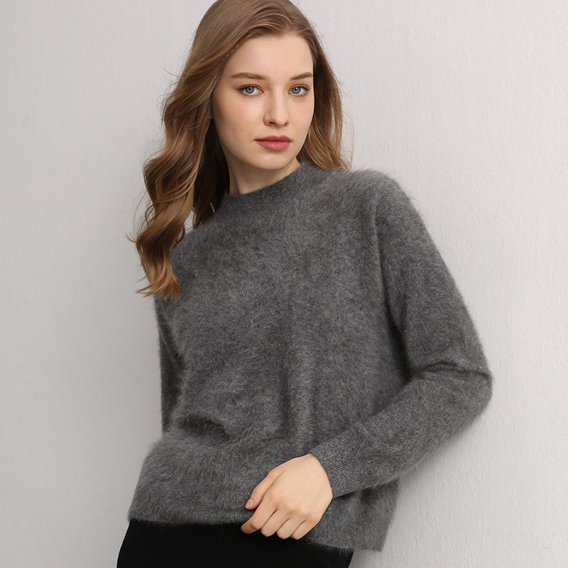 100% cashmere round neck pullover sweater