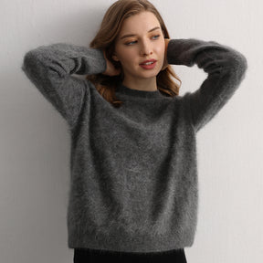 100% cashmere round neck pullover sweater