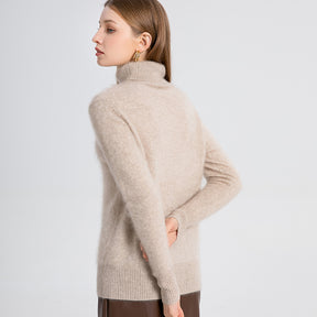 100% brushed cashmere high neck sweater