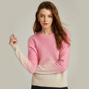 100% cashmere sweater brushed round neck pullover