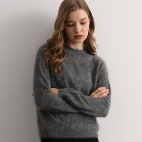 100% cashmere round neck pullover sweater