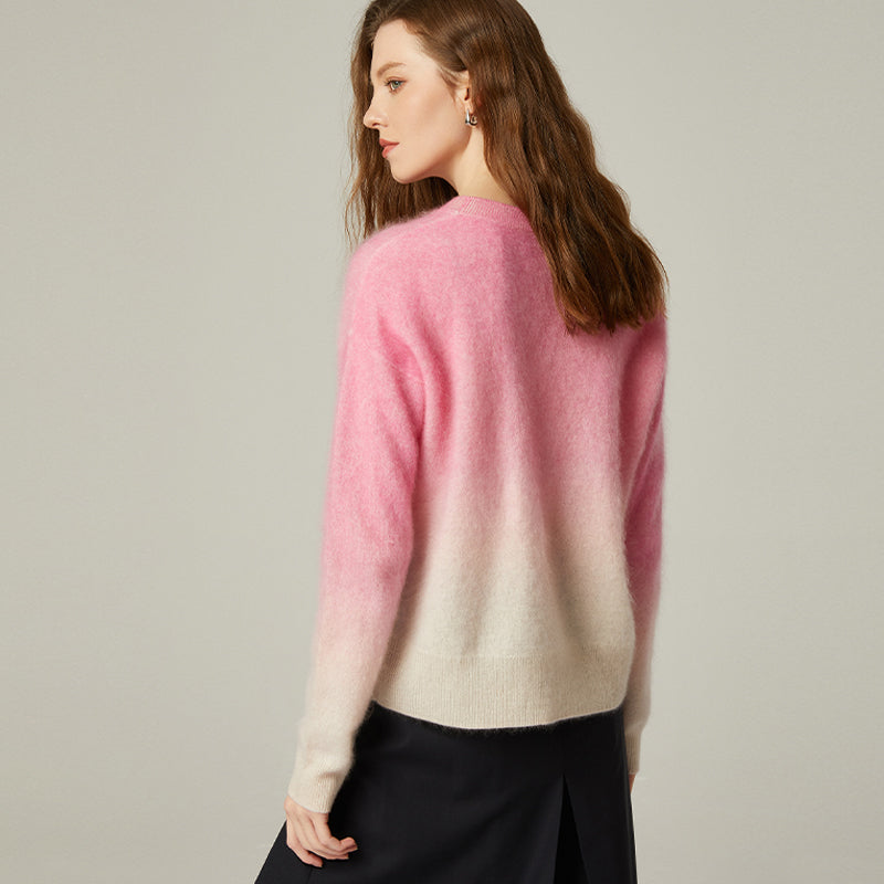 100% cashmere sweater brushed round neck pullover