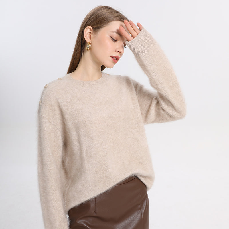 100% cashmere sweater pullover round neck base sweater