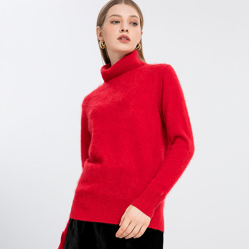 100% brushed cashmere high neck sweater