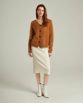 Brushed Cashmere Short Cardigan Sweater