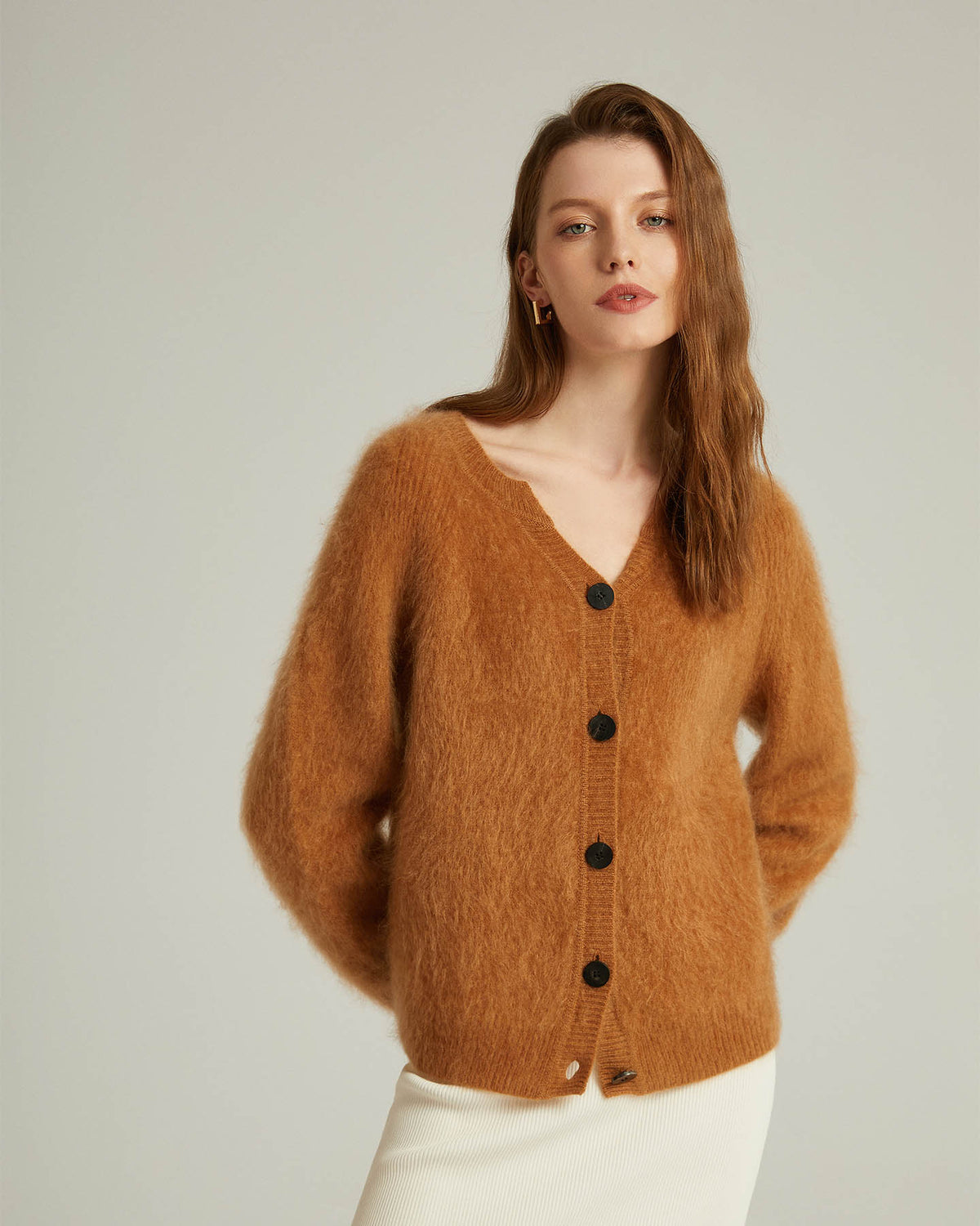 Brushed Cashmere Short Cardigan Sweater