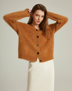 Brushed Cashmere Short Cardigan Sweater