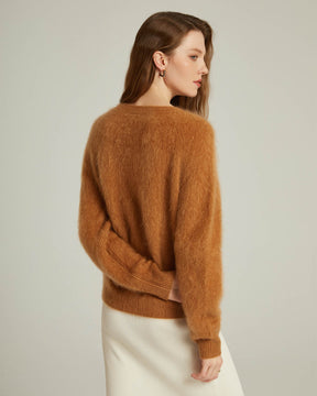 Brushed Cashmere Short Cardigan Sweater