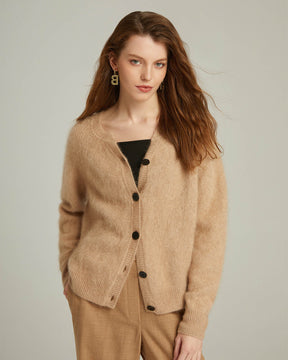 Brushed Cashmere Short Cardigan Sweater