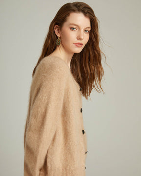 Brushed Cashmere Short Cardigan Sweater