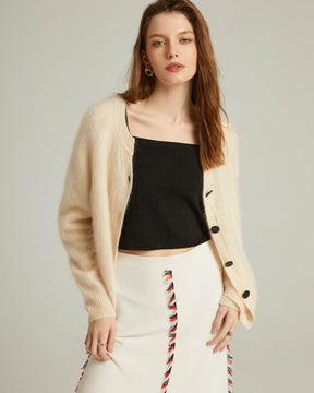 Brushed Cashmere Short Cardigan Sweater