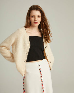 Brushed Cashmere Short Cardigan Sweater