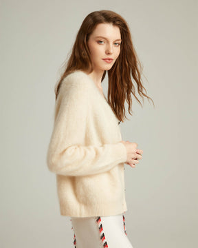 Brushed Cashmere Short Cardigan Sweater