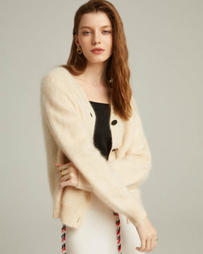 Brushed Cashmere Short Cardigan Sweater