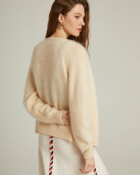 Brushed Cashmere Short Cardigan Sweater