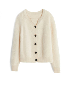 Brushed Cashmere Short Cardigan Sweater