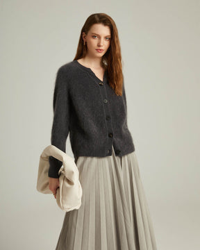 Brushed Cashmere Short Cardigan Sweater