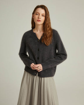 Brushed Cashmere Short Cardigan Sweater