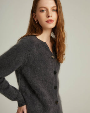 Brushed Cashmere Short Cardigan Sweater