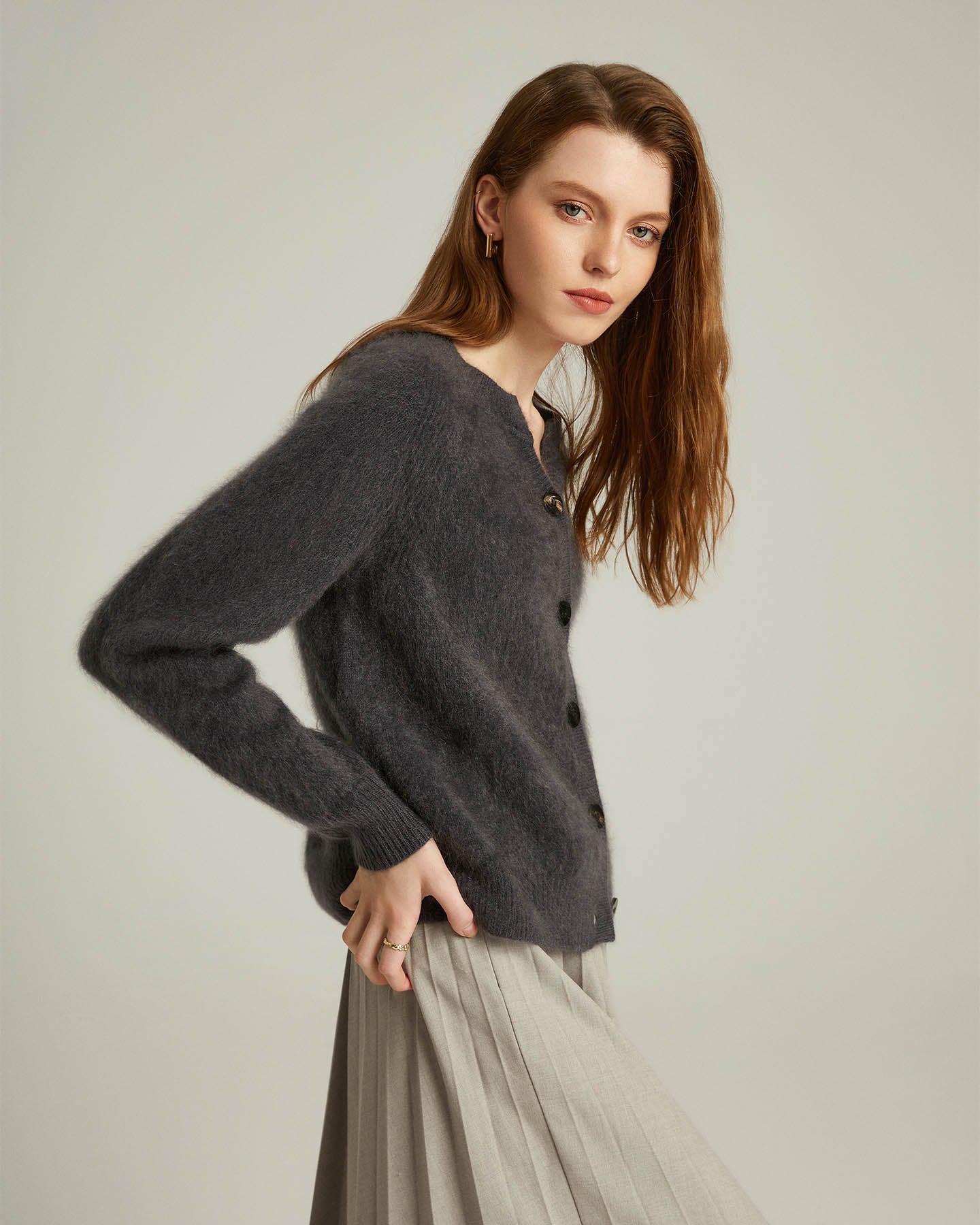 Brushed Cashmere Short Cardigan Sweater