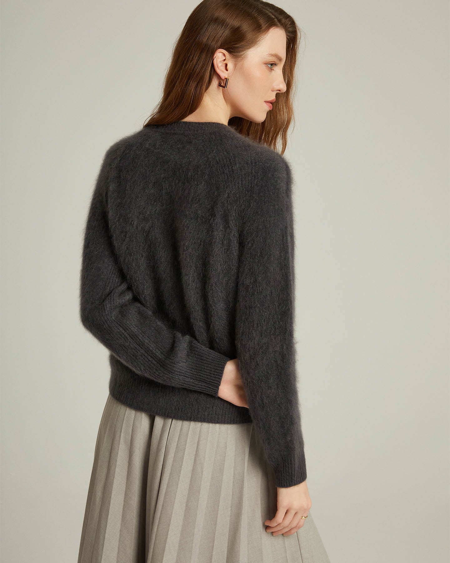 Brushed Cashmere Short Cardigan Sweater