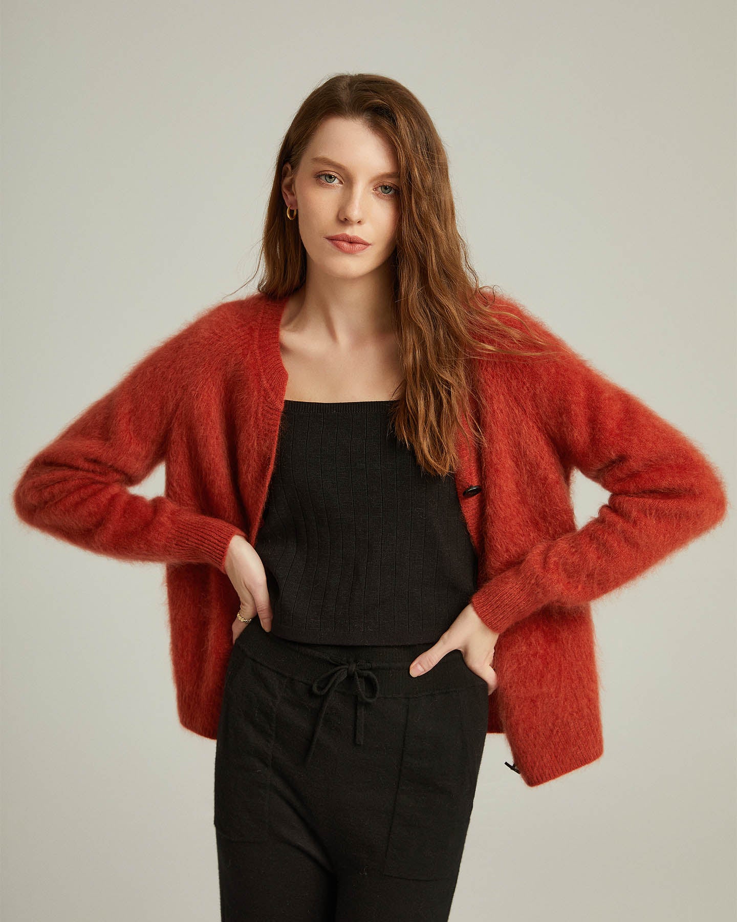 Brushed Cashmere Short Cardigan Sweater