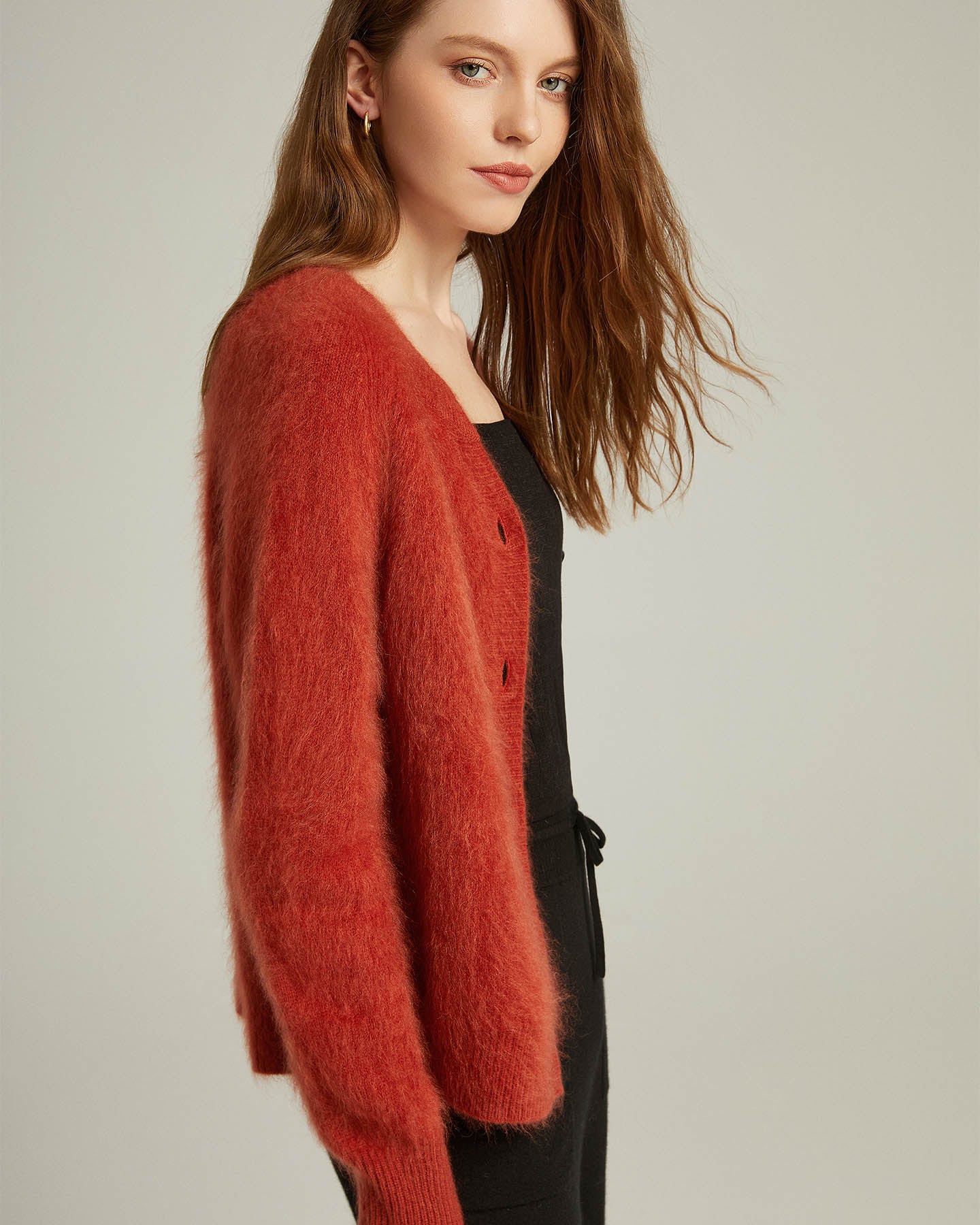 Brushed Cashmere Short Cardigan Sweater