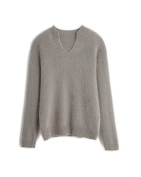 Brushed Cashmere V-neck Pullover Sweater