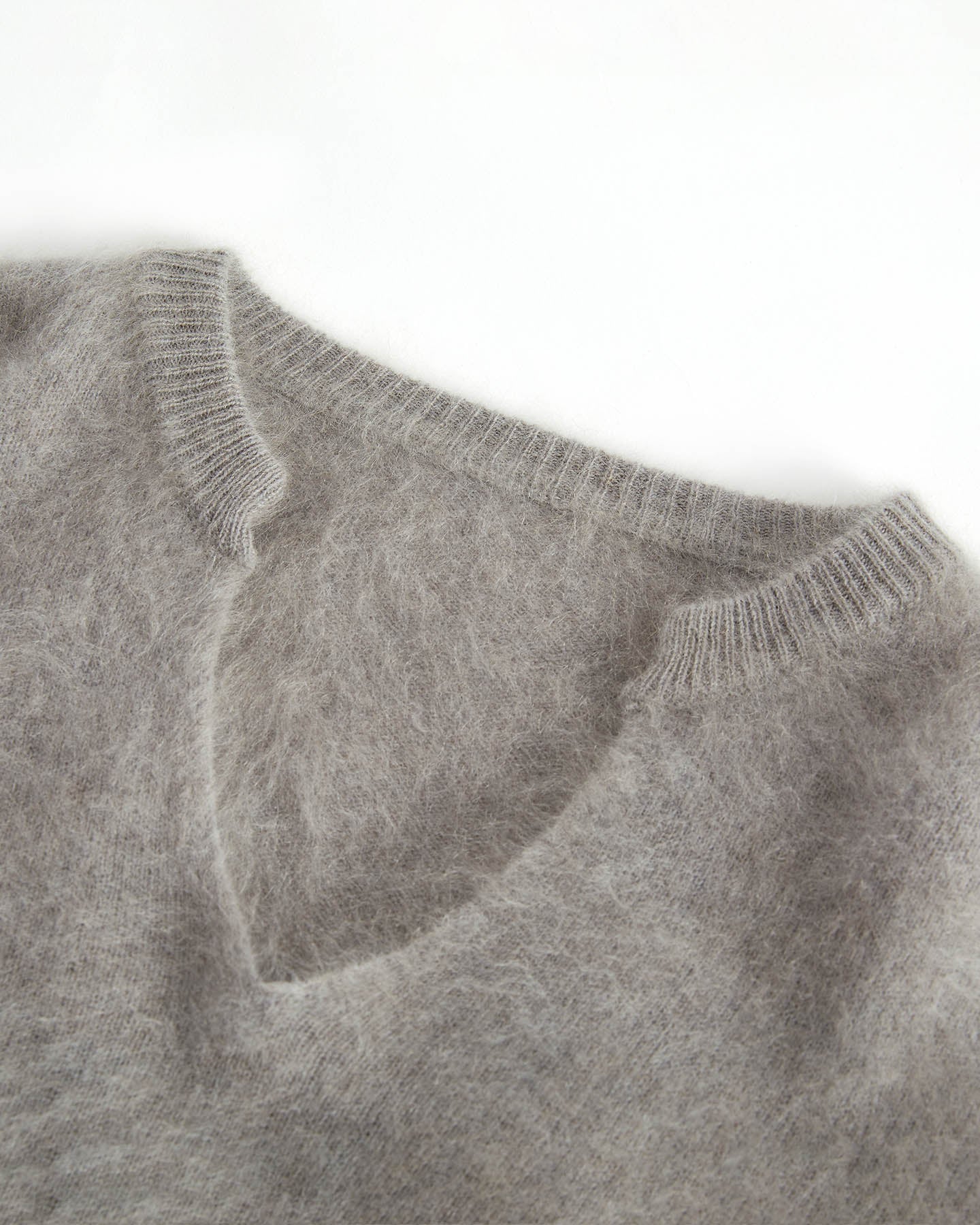 Brushed Cashmere V-neck Pullover Sweater