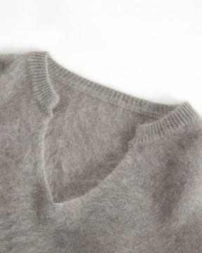 Brushed Cashmere V-neck Pullover Sweater