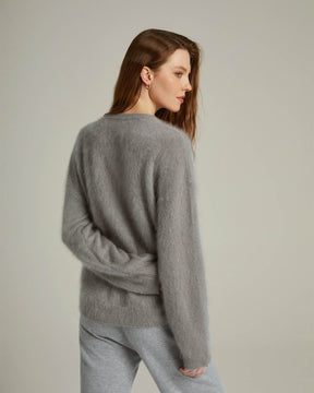 Brushed Cashmere V-neck Pullover Sweater