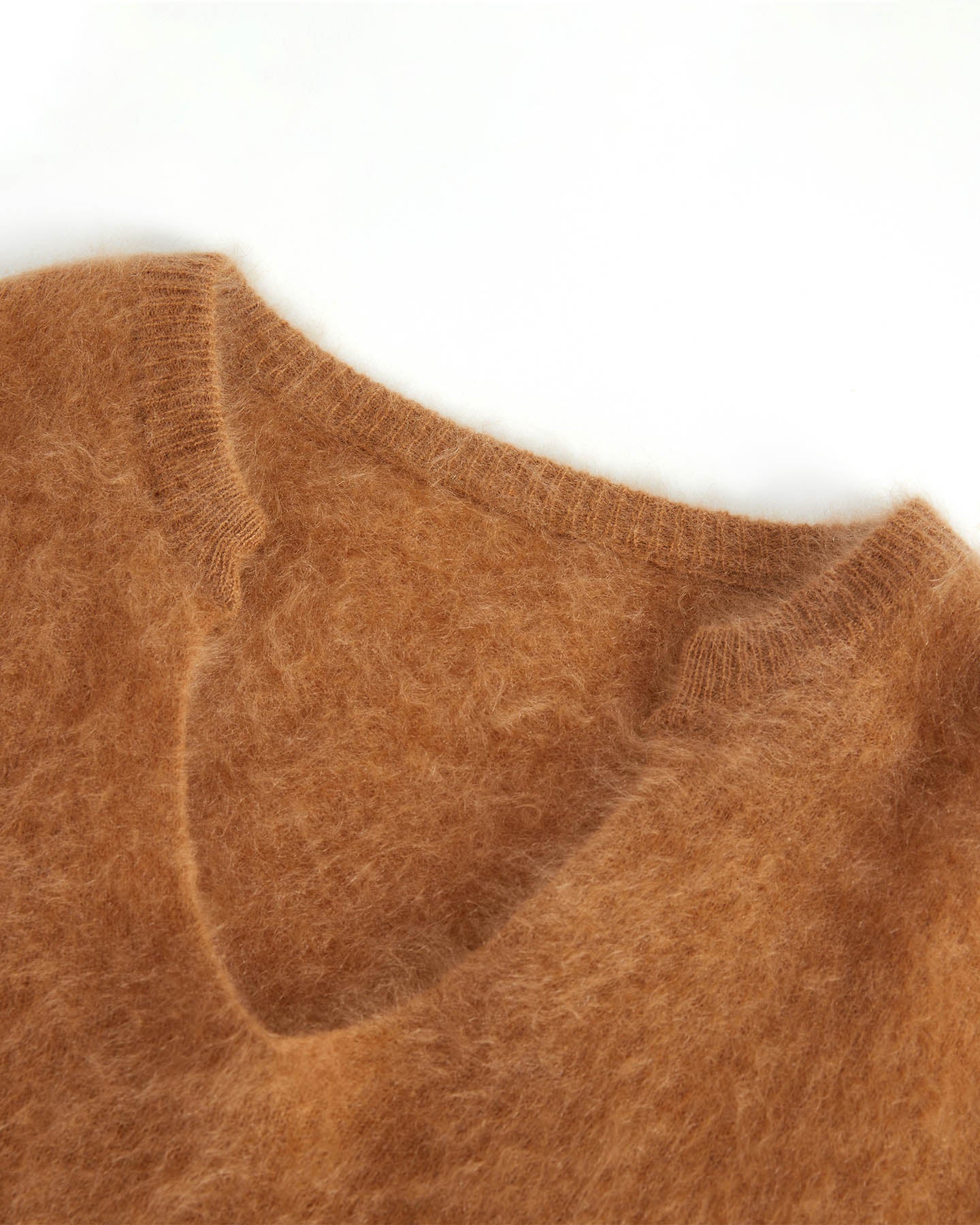 Brushed Cashmere V-neck Pullover Sweater